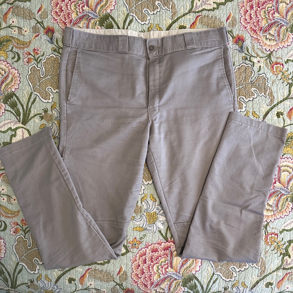 Dickies skinny straight double knee work pants mens 36x34 gray